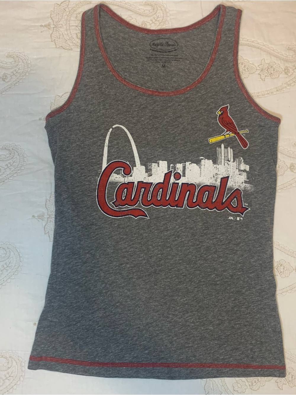St Louis Cardinals Grey Tank Top with Red Logo Ladies Sz Medium